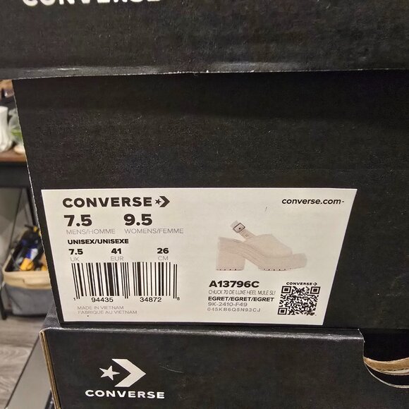 Chuck 70 De Luxe Heel Sandal Platform A13796C White Women's Size 7.5 NEW - Picture 11 of 13